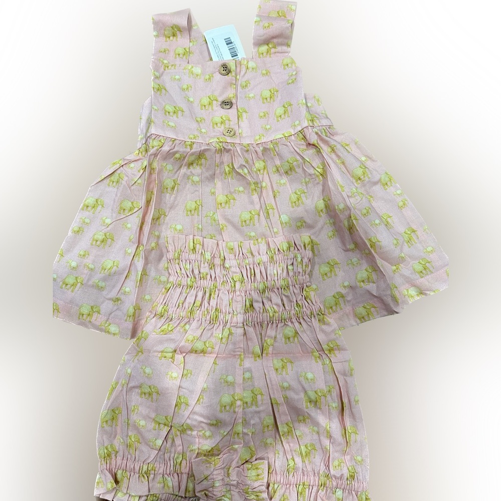 Girls Pink Elephant Print Pajama Set